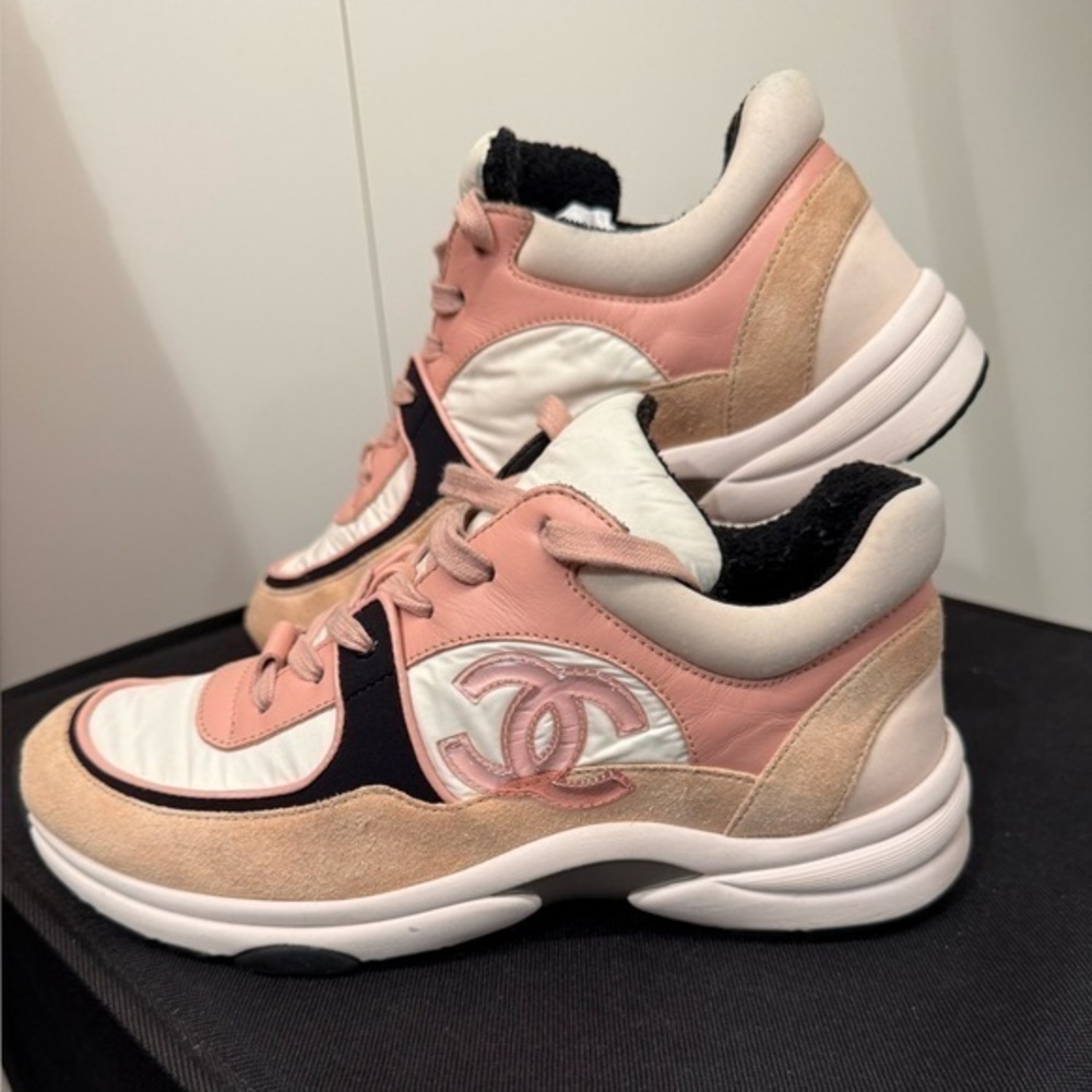 CHANEL Blush and Ivory Sneakers